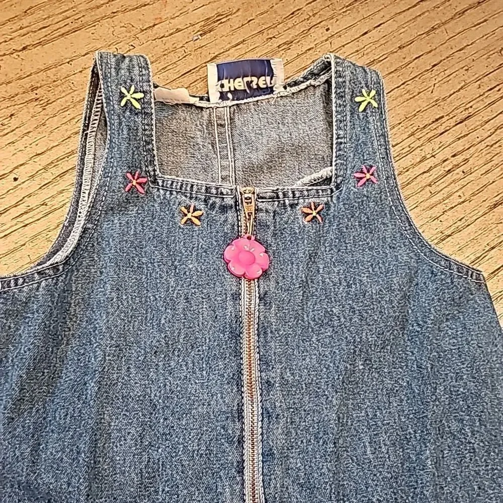 Girls vintage denim zip up dress 4T